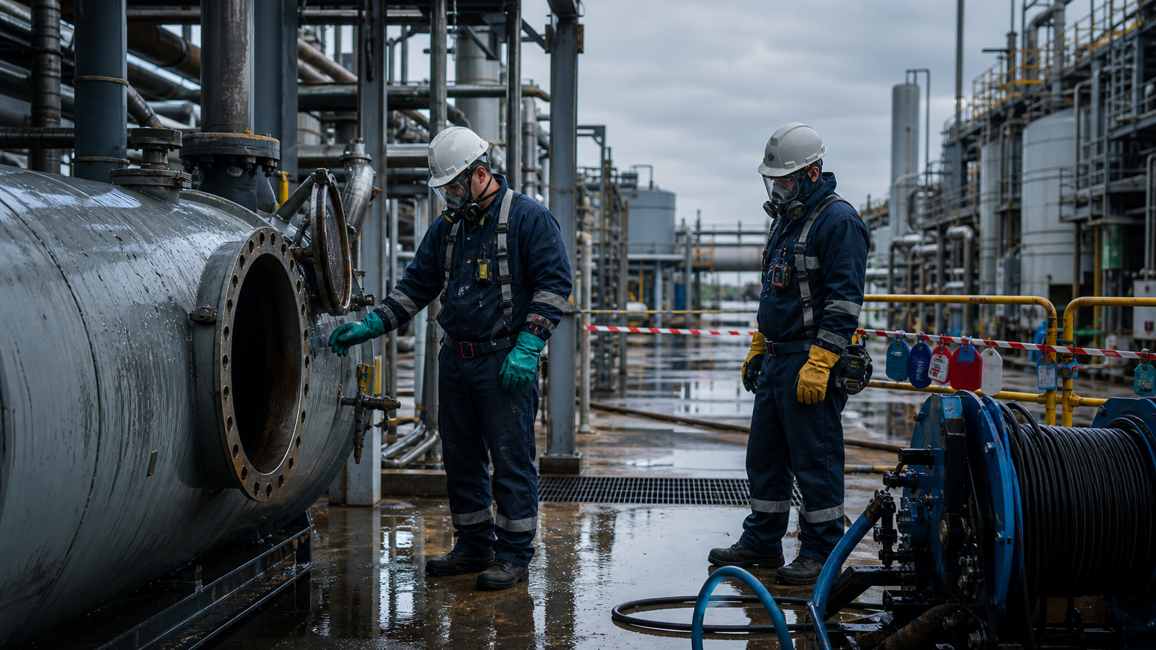 Industrial equipment inspection after cleaning