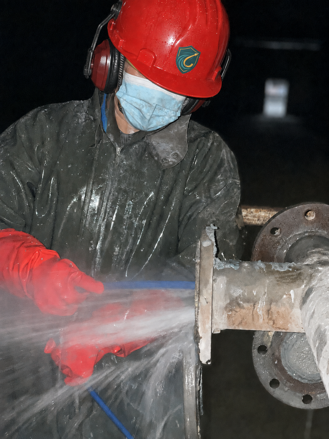 High-pressure water jetting operator